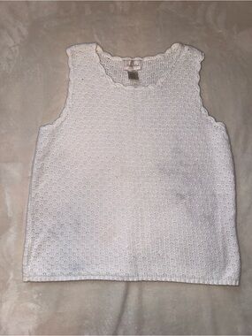 Vintage White Sleeveless Knit Vest/Tank Top Size Medium